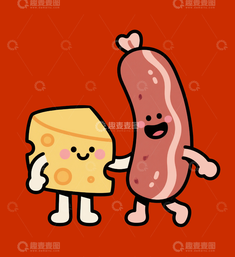 源文件下载【趣麦麦图】扁平风格芝士和火腿14