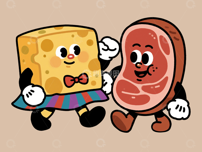 源文件下载【趣麦麦图】扁平风格芝士和火腿17