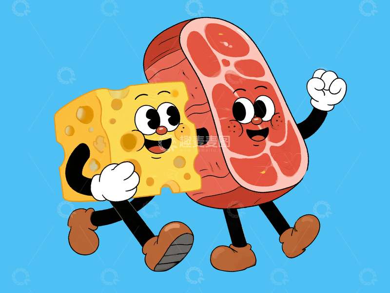 源文件下载【趣麦麦图】扁平风格芝士和火腿4