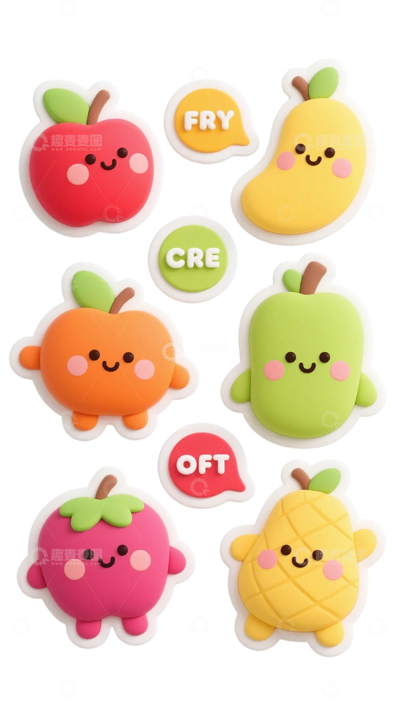 高清大图下载【趣麦麦图】可爱卡通水果橡皮擦