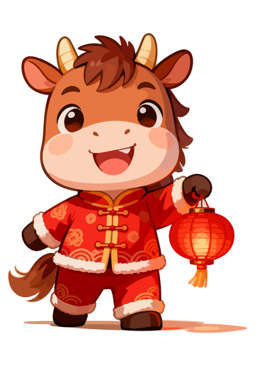 卡通马春节喜庆插图