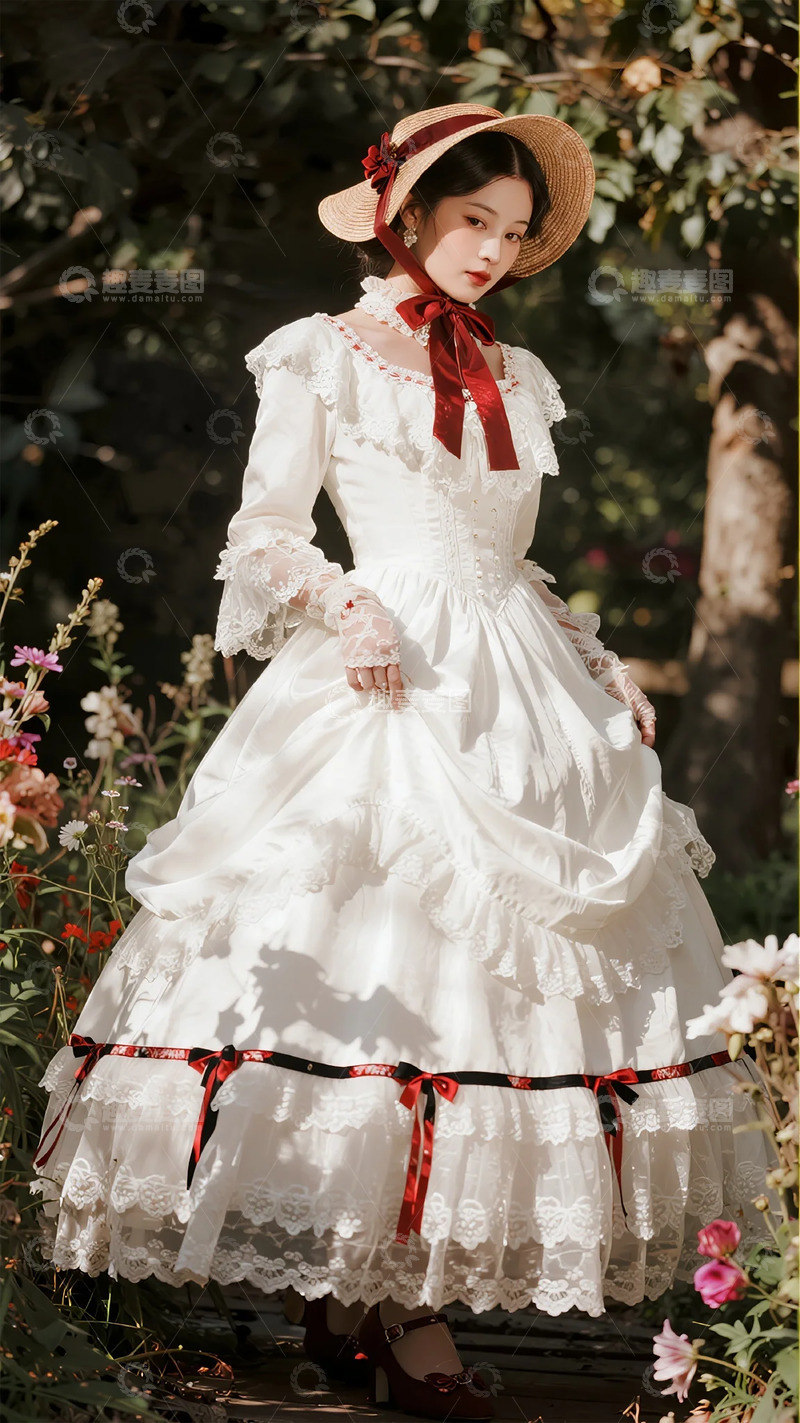 高清大图下载【趣麦麦图】田园风白色长裙美女写真