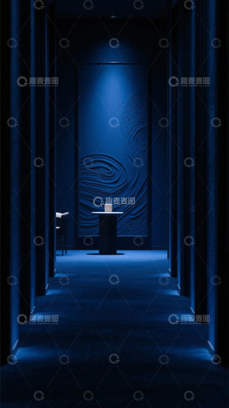 高清大图下载【趣麦麦图】蓝色神秘走廊空间设计图