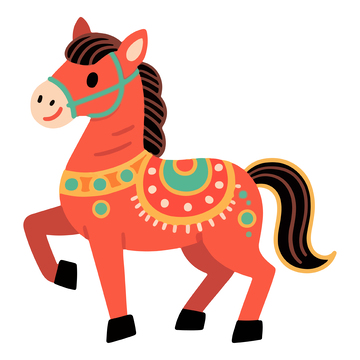 卡通风小马装饰图案设计元素