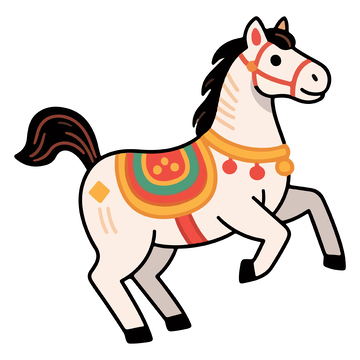 卡通木马插画设计元素