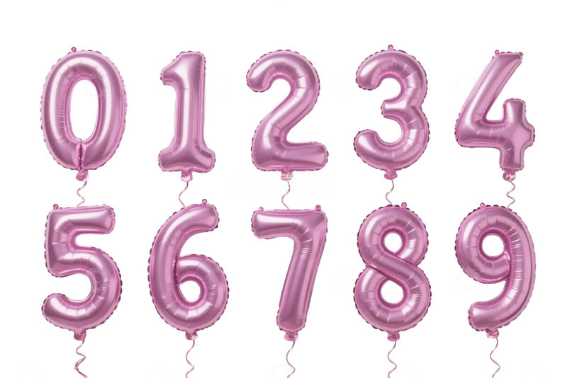 高清大图下载【趣麦麦图】粉色数字气球装饰素材