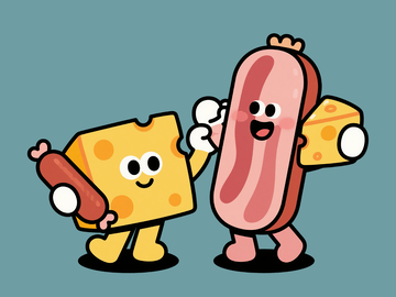 扁平风格芝士和火腿8