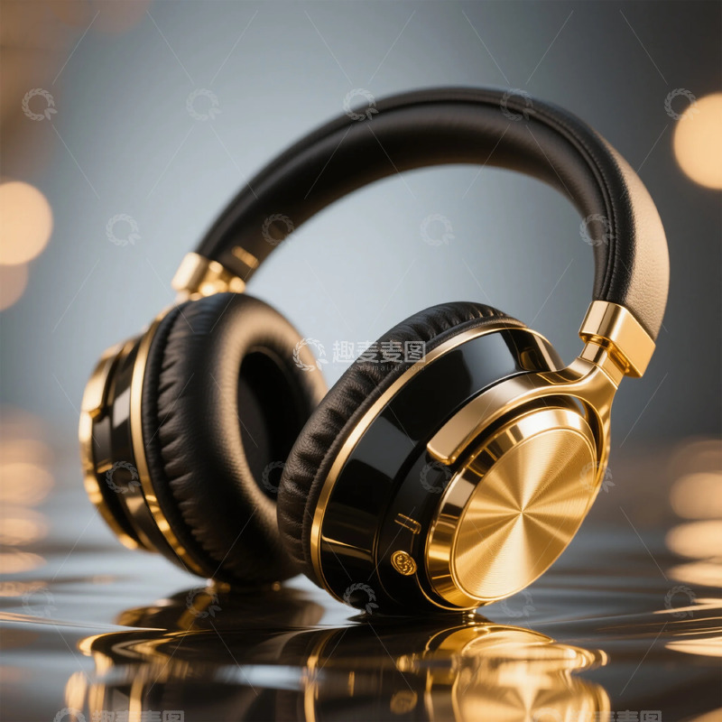 高清大图下载【趣麦麦图】金色耳机现代设计