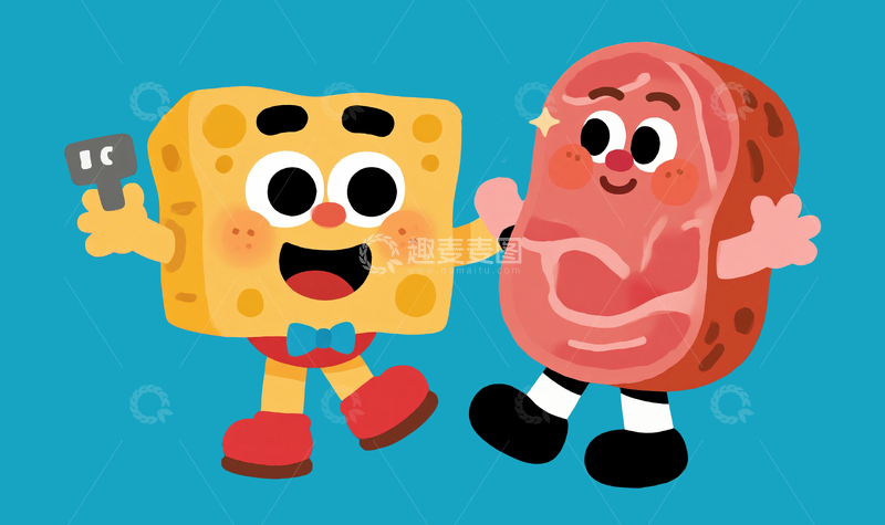 源文件下载【趣麦麦图】扁平风格芝士和火腿24