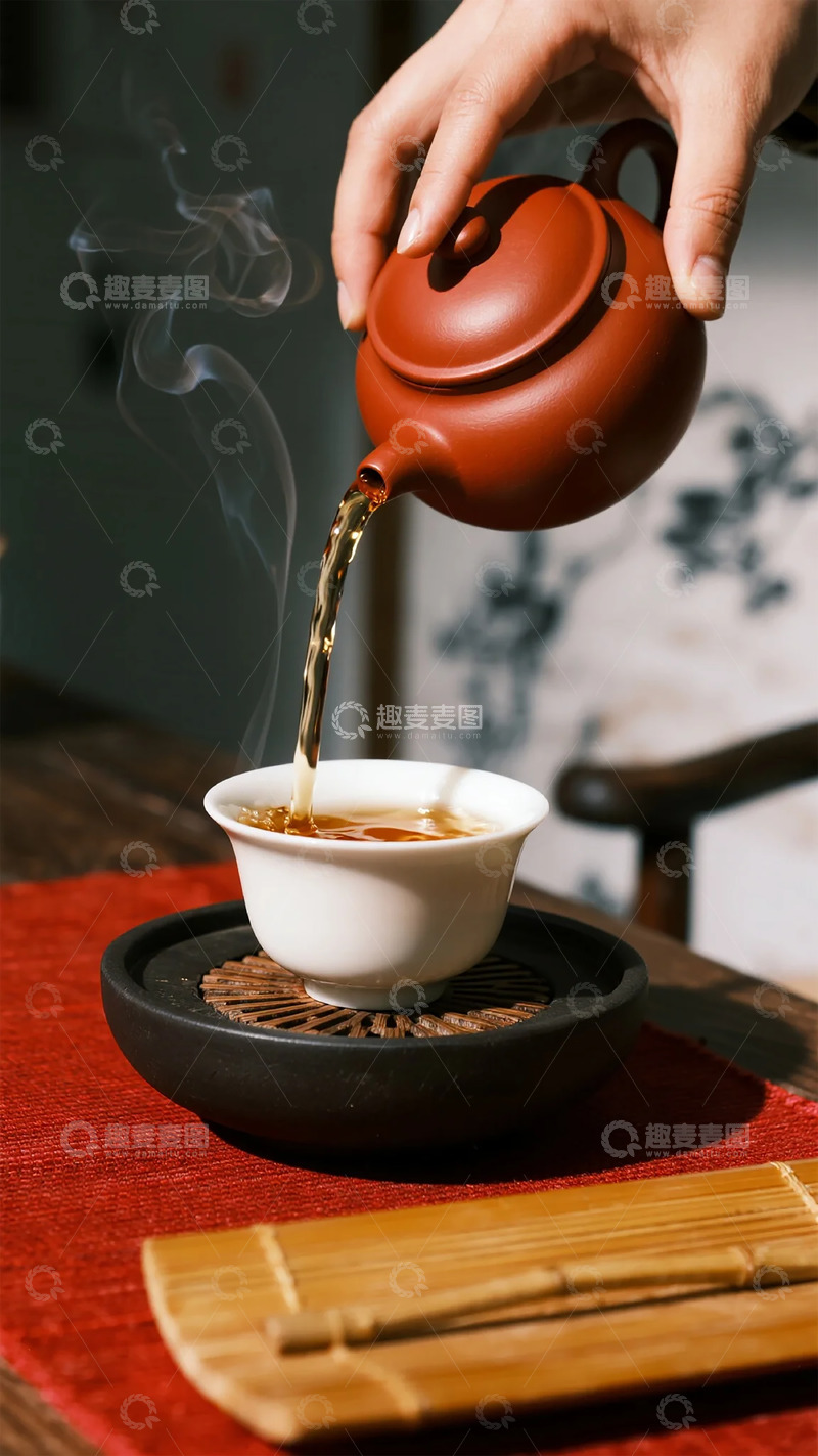 高清大图下载【趣麦麦图】紫砂壶泡茶场景