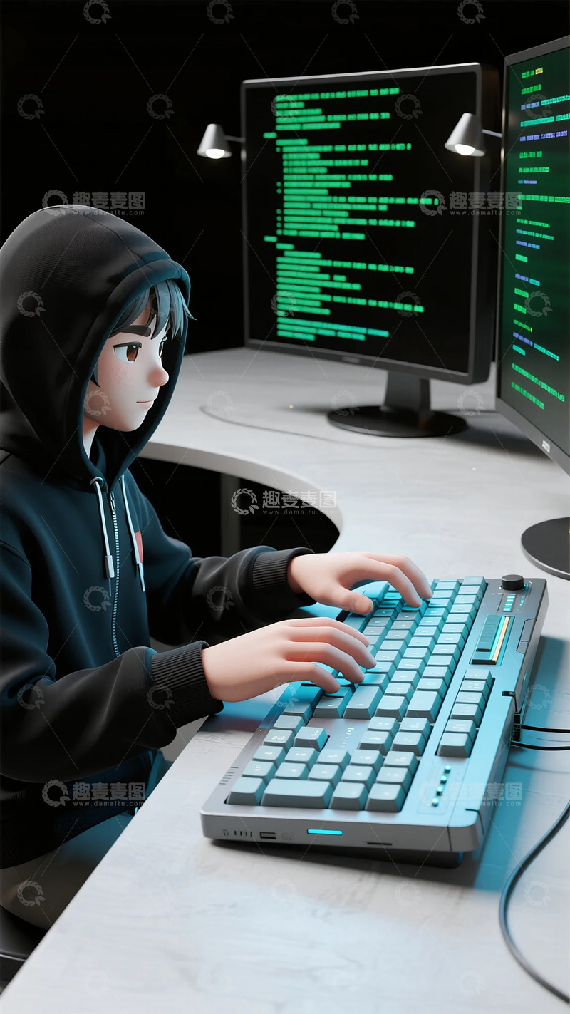 高清大图下载【趣麦麦图】-黑客动画编程场景