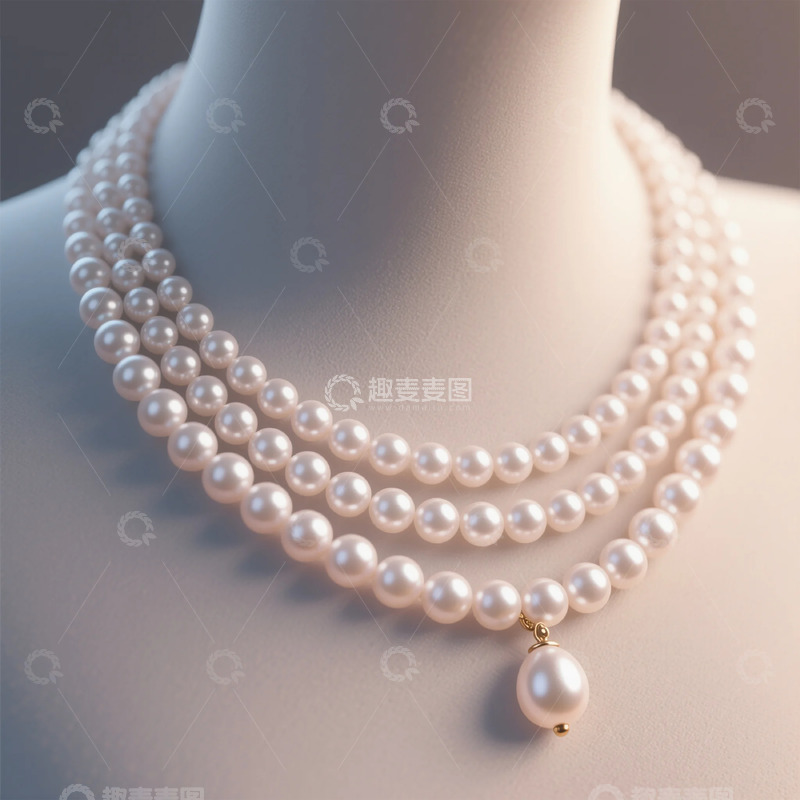 高清大图下载【趣麦麦图】珍珠项链模特展示