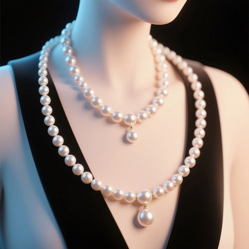 优雅珍珠项链模特展示