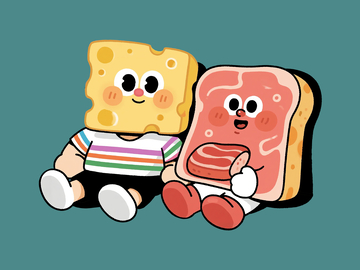 扁平风格芝士和火腿22