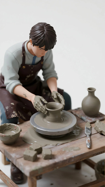陶艺师制作陶罐