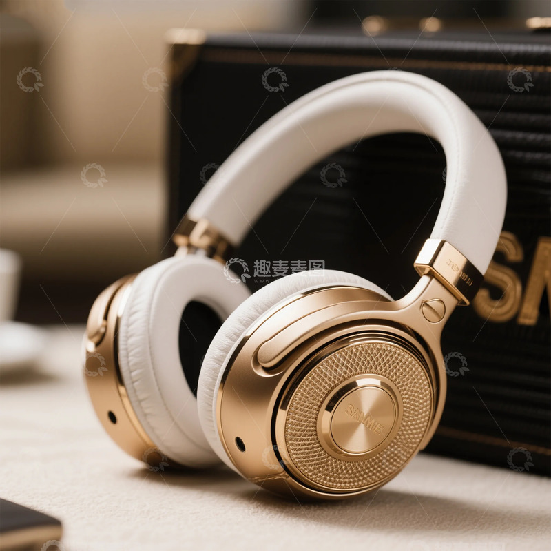 高清大图下载【趣麦麦图】金色耳机高端设计