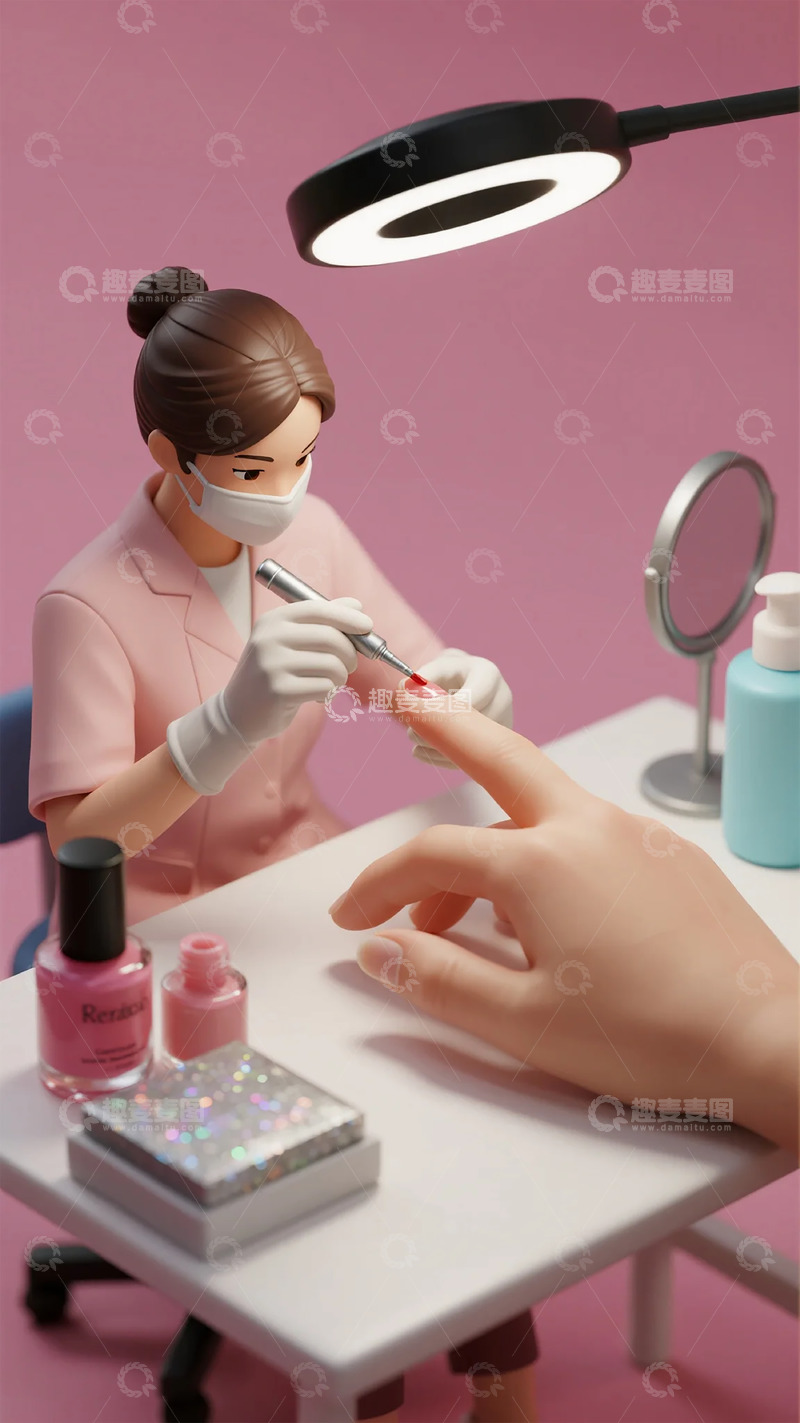 高清大图下载【趣麦麦图】美甲护理卡通场景