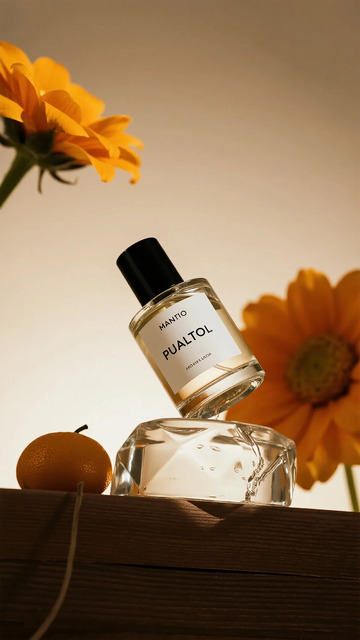 暖色调香水与花卉静物摄影