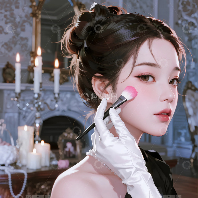 高清大图下载【趣麦麦图】复古风贵族女性化妆插画