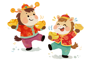 喜庆马年卡通插画