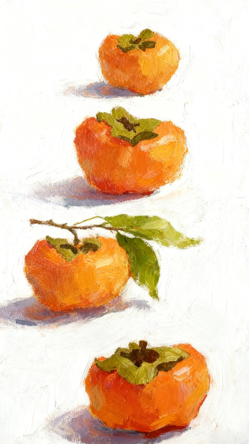 水彩柿子静物画2