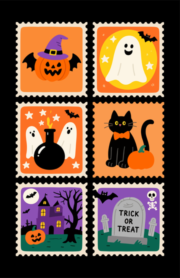 万圣节邮票插画设计