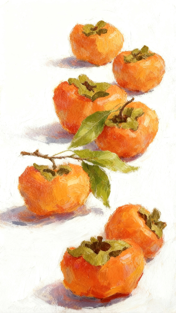 水彩柿子插画设计素材