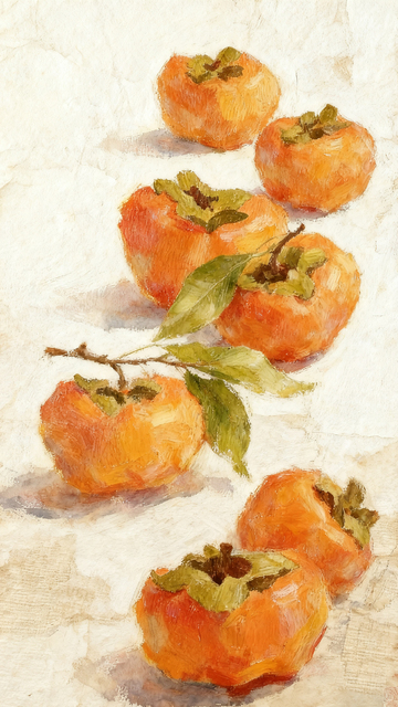水彩柿子静物画