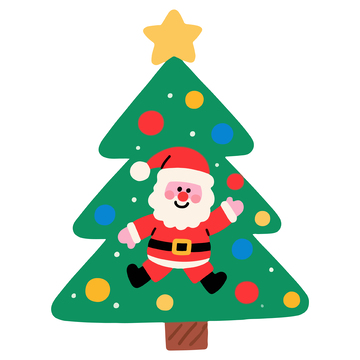 卡通圣诞树圣诞老人图案设计素材