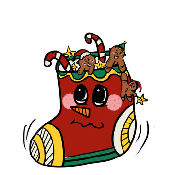 卡通圣诞袜节日装饰插画素材