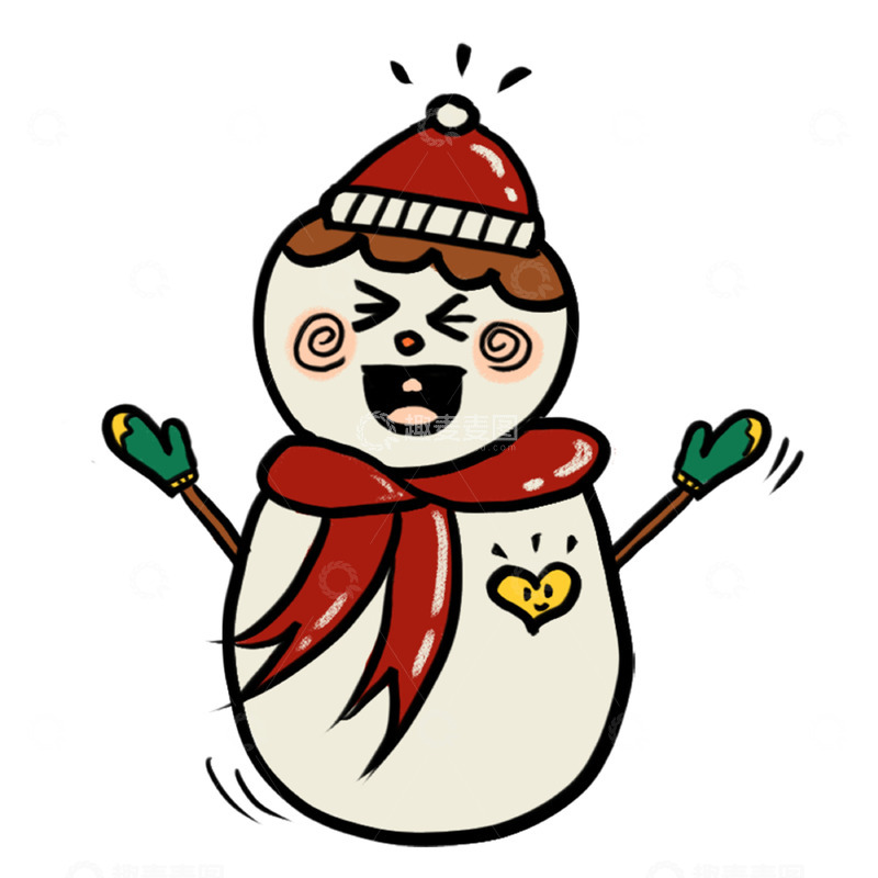 高清大图下载【趣麦麦图】-可爱卡通雪人插画表情包