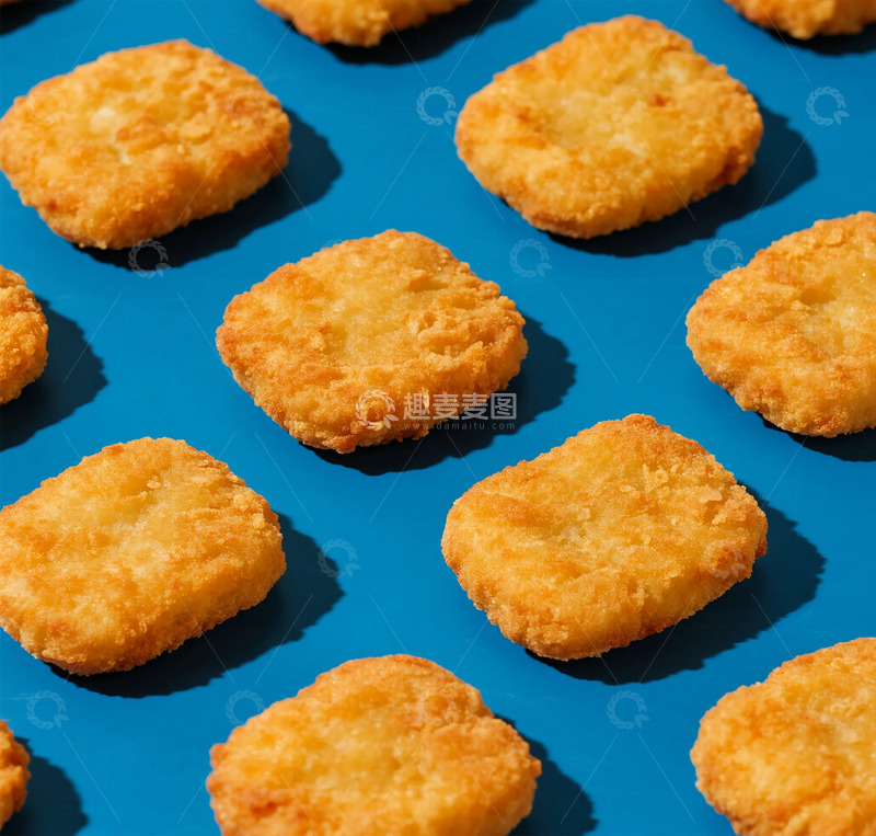 高清大图下载【趣麦麦图】蓝色背景炸鸡块美食摄影