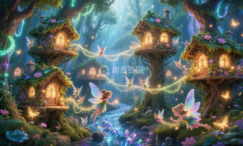 高清大图下载【趣麦麦图】童话世界精灵树屋5
