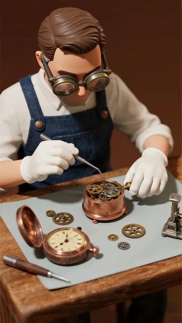 匠人修表写实雕像