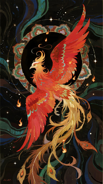 神话凤凰火焰插画