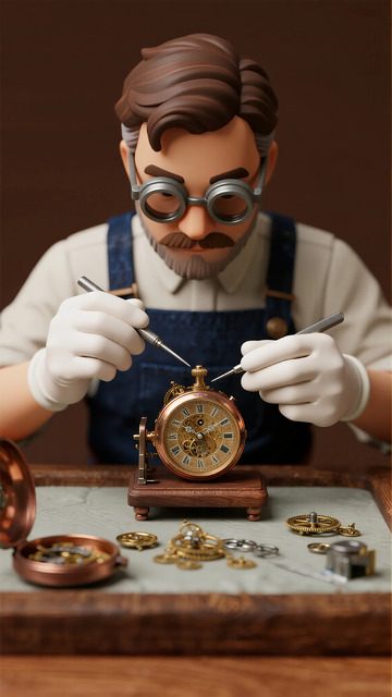 工匠修表模型特写