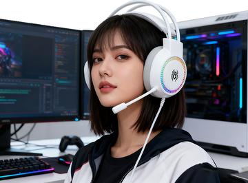 科技风游戏玩家肖像摄影图片