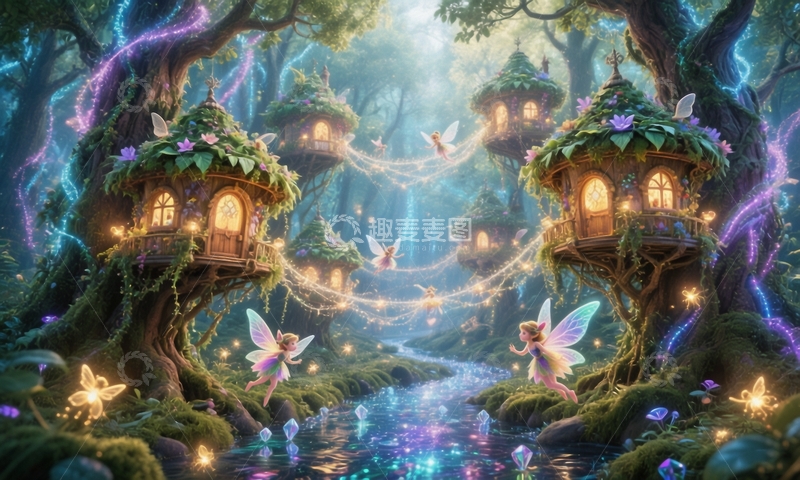 高清大图下载【趣麦麦图】童话世界精灵树屋1