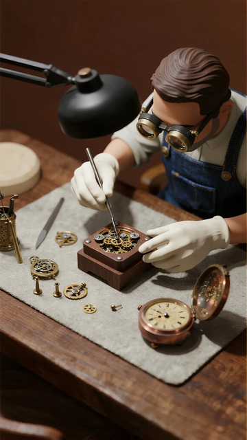 工匠修表精细工作场景