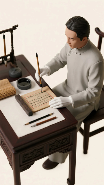 古代文人书法场景模型