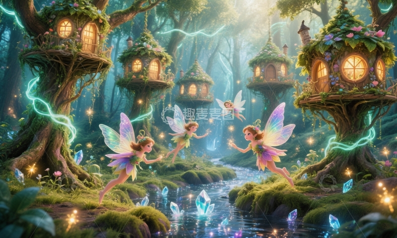 高清大图下载【趣麦麦图】童话世界精灵树屋11