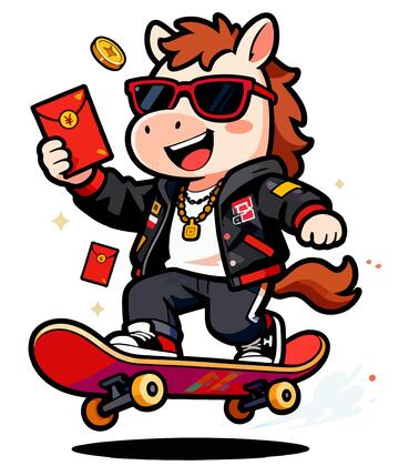 春节元旦卡通马年庆祝插画6