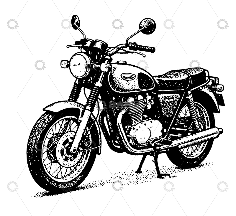 源文件下载【趣麦麦图】复古摩托车线条画素描素材3