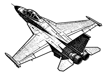 战斗机线描插画