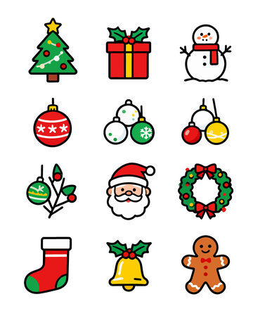 可爱卡通圣诞节元素插画设计素材