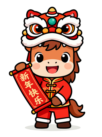 春节元旦卡通马年庆祝插画8