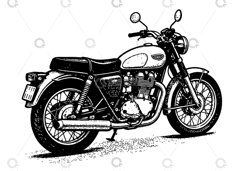 源文件下载【趣麦麦图】复古摩托车线条画素描素材2