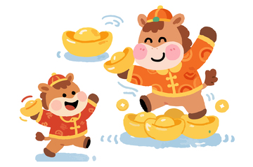 卡通马年招财进宝图