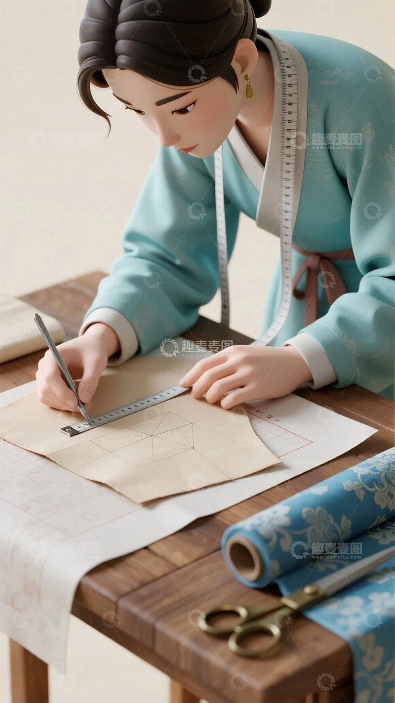 古风女子设计布料图纸