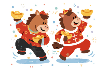卡通马年庆祝新年插画2